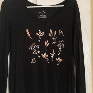 Elegantees Black Floral Women's Top